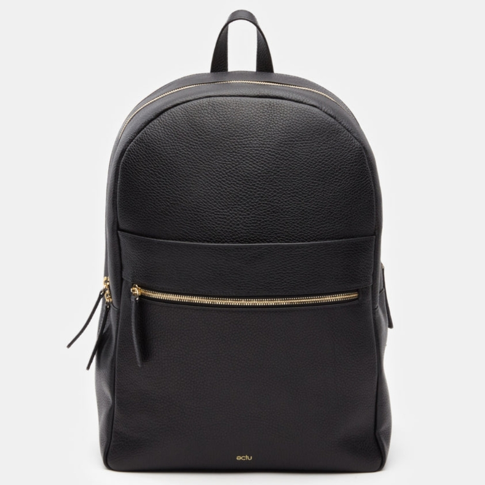 ECTU BROOKLYN ITALIAN LEATHER BACKPACK IN BLACK